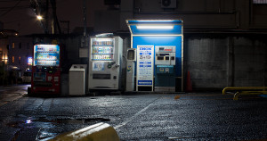 Vending machines at night